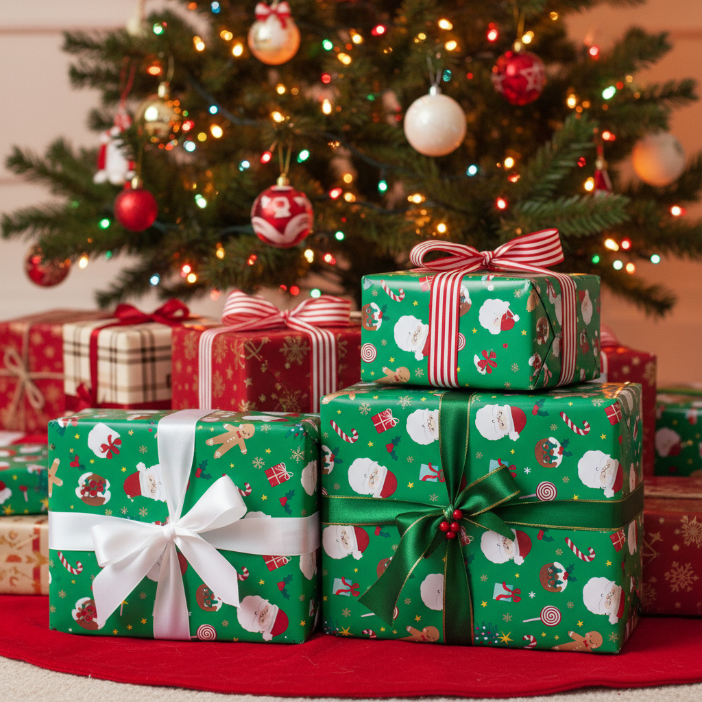 Christmas Gift Wrapping Paper Santa Gifts 70cm X 5m 1pc Roll