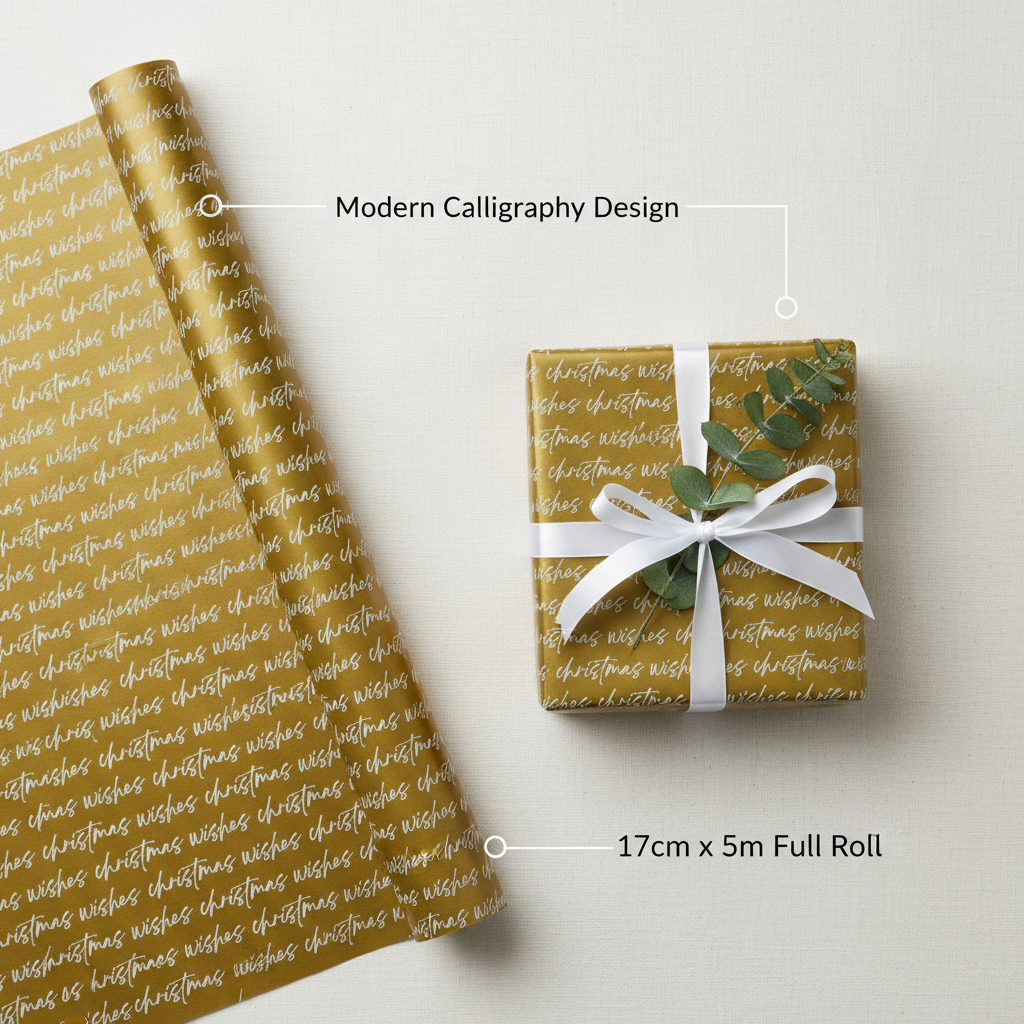 Christmas Gift Wrapping Paper Christmas Wishes 70cm X 5m 1pc Roll