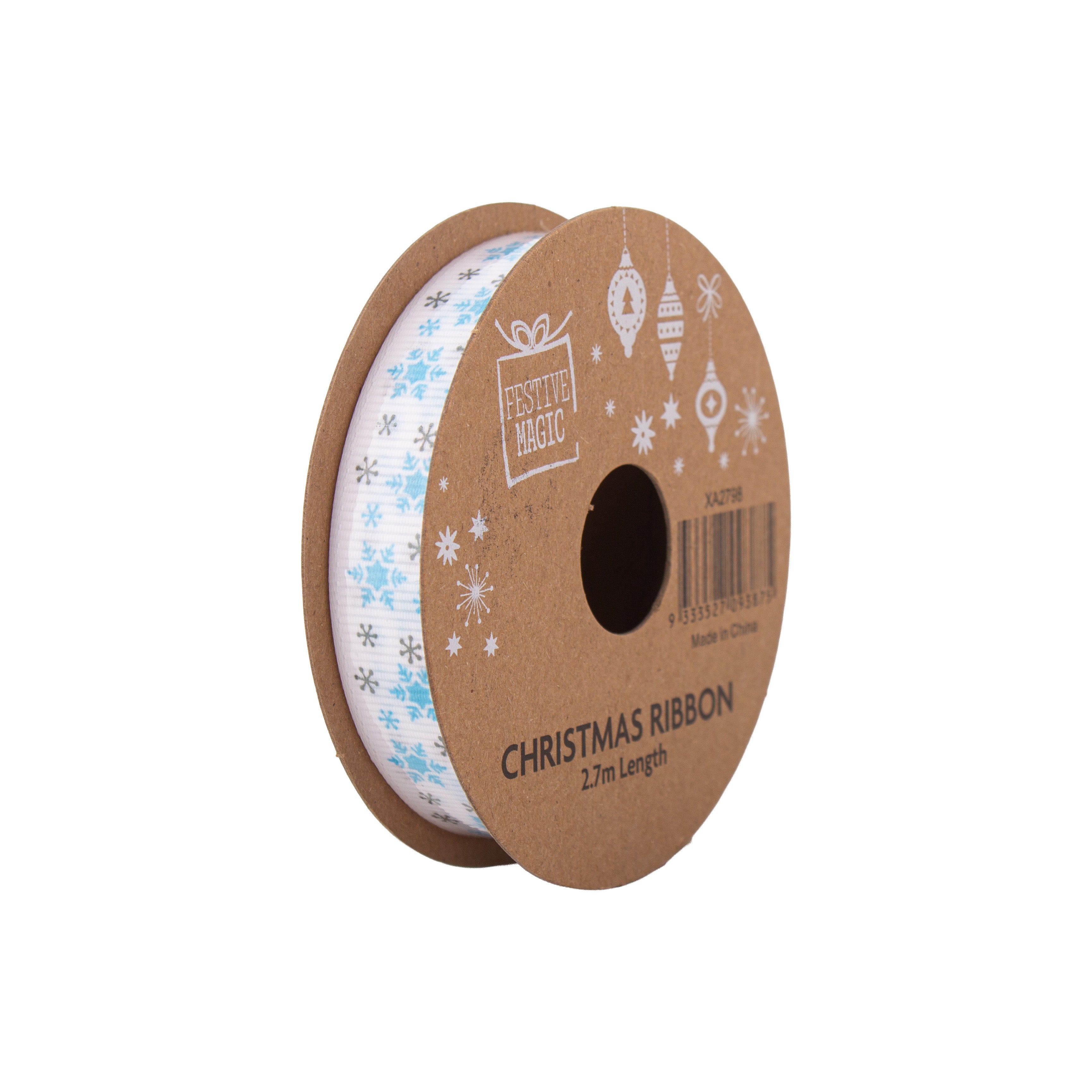 Ribbon Festive Collection Silver Frost 2.7m 5pcs Roll