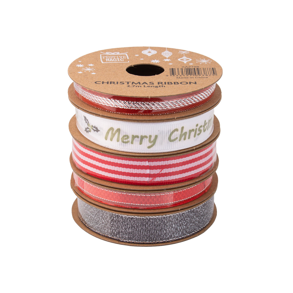 Ribbon Festive Collection Rosy Shimmer 2.7m 5pcs Roll