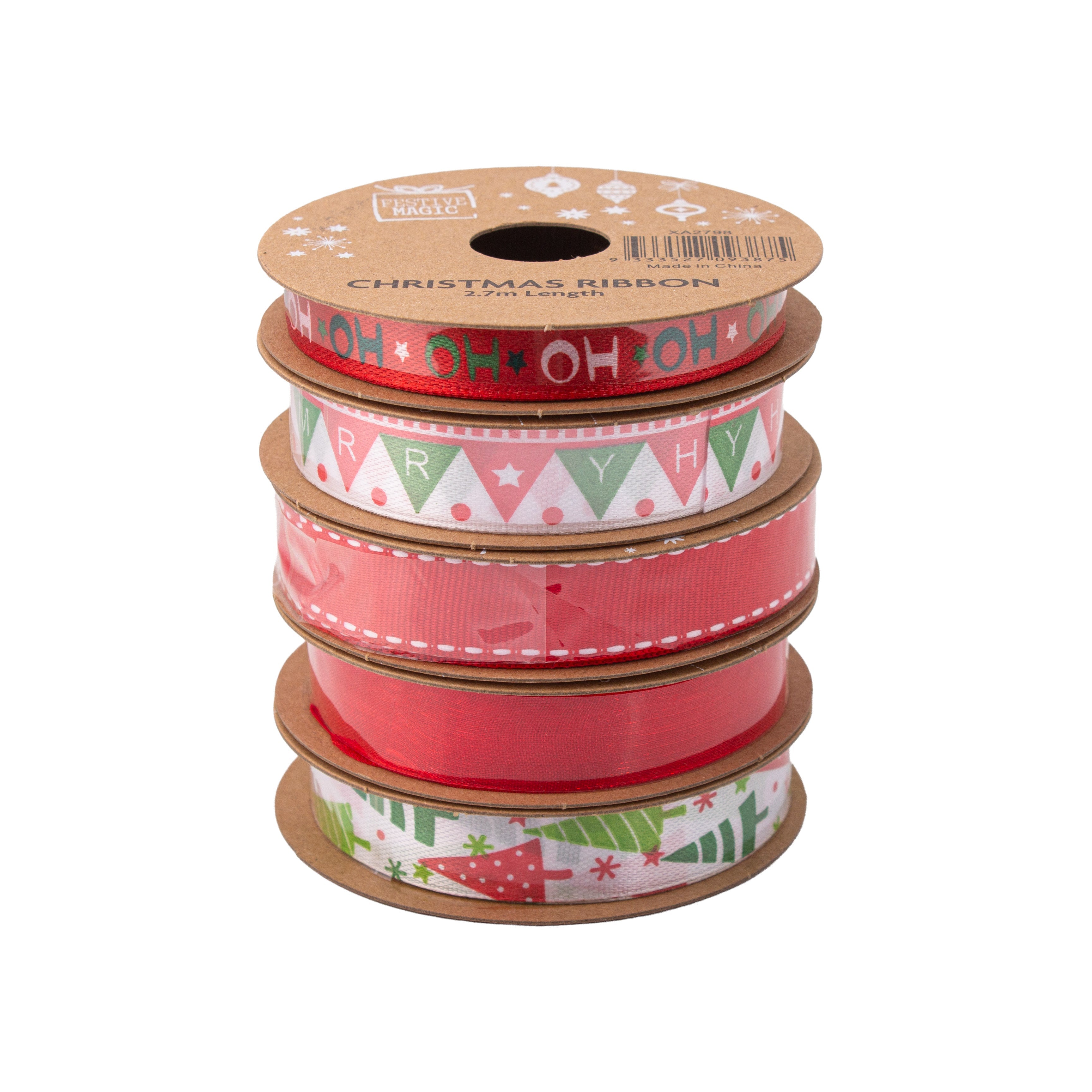 Ribbon Festive Collection Joyful Moments 2.7m 5pcs Roll