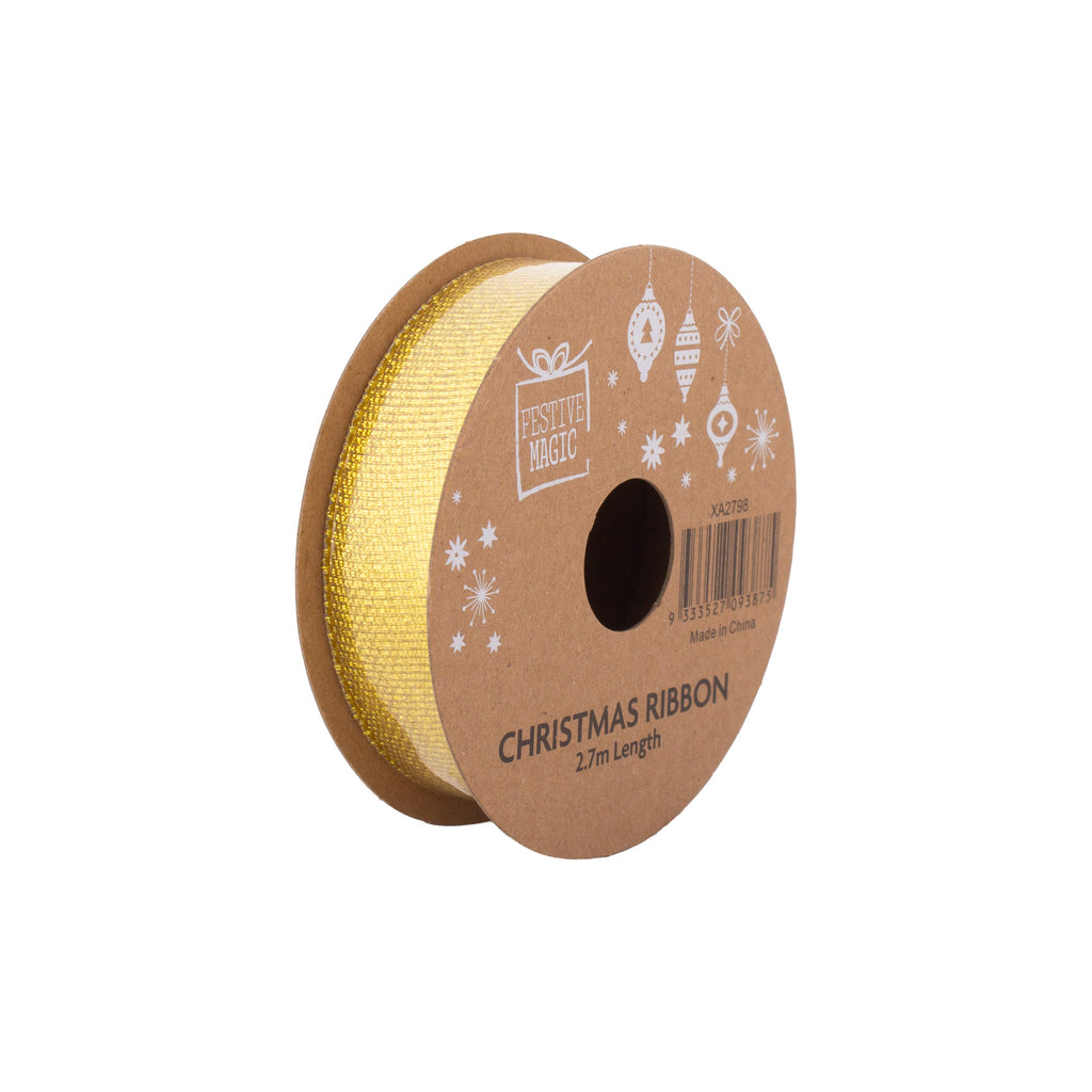 Ribbon Festive Collection Festive Gold 2.7m 5pcs Roll