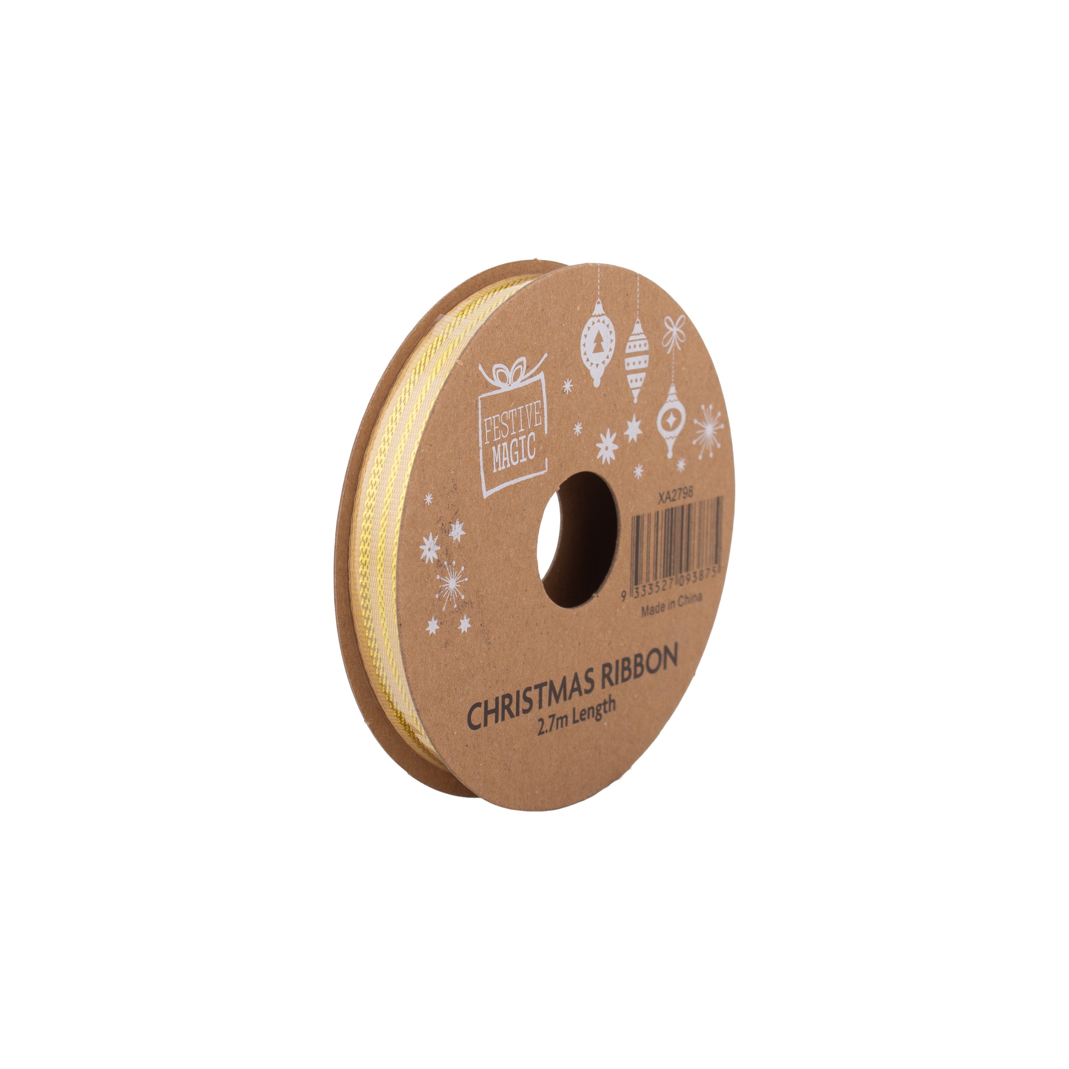 Ribbon Festive Collection Festive Gold 2.7m 5pcs Roll