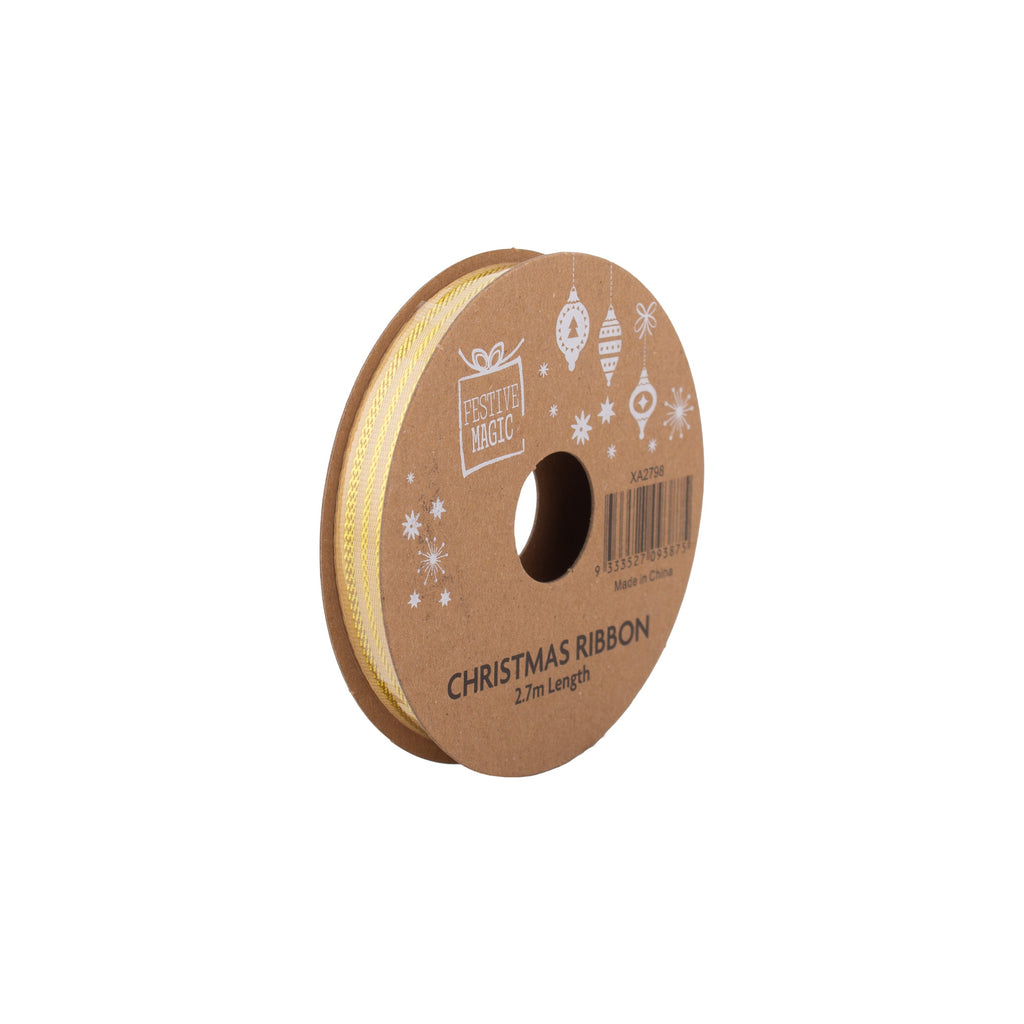 Ribbon Festive Collection Festive Gold 2.7m 5pcs Roll