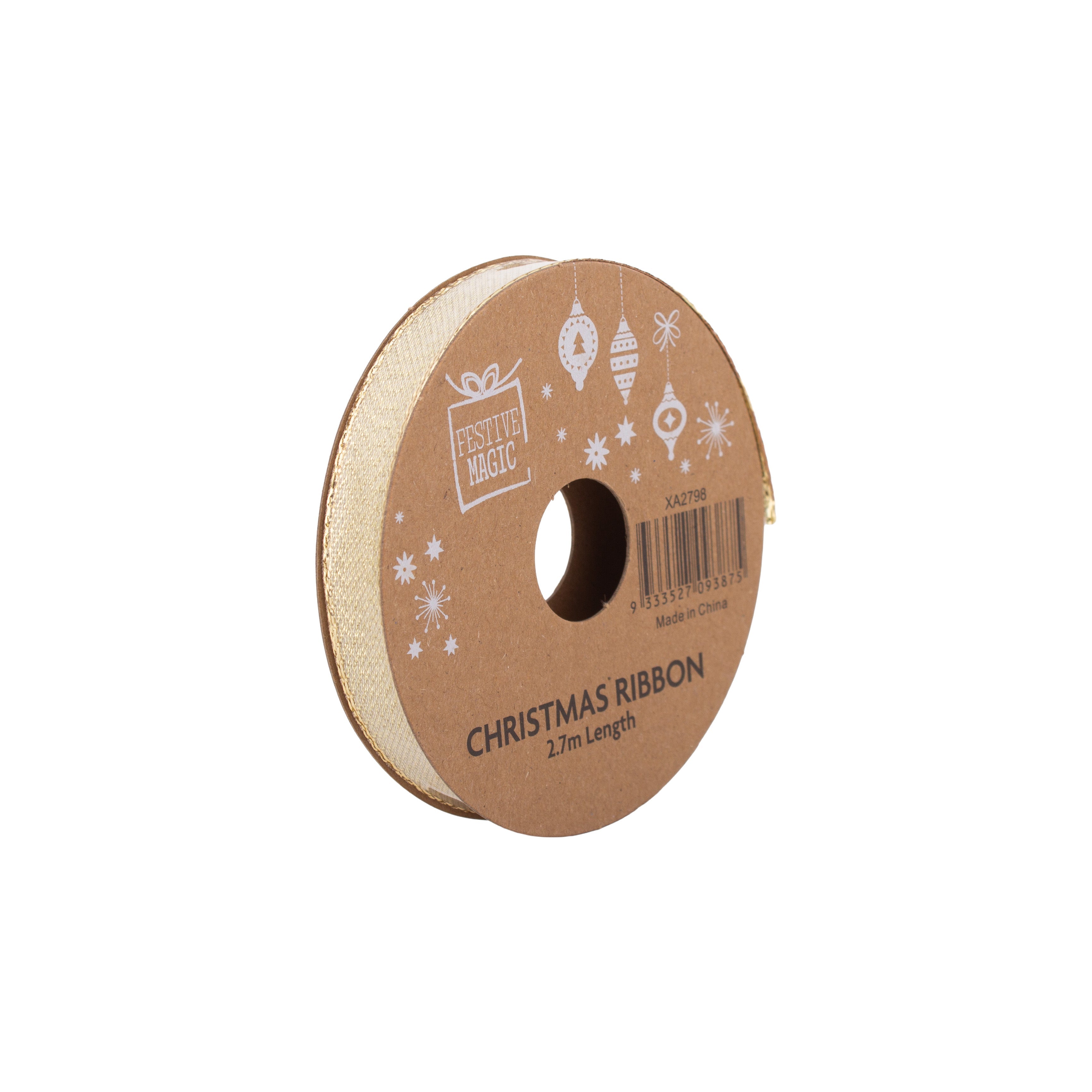 Ribbon Festive Collection Festive Gold 2.7m 5pcs Roll