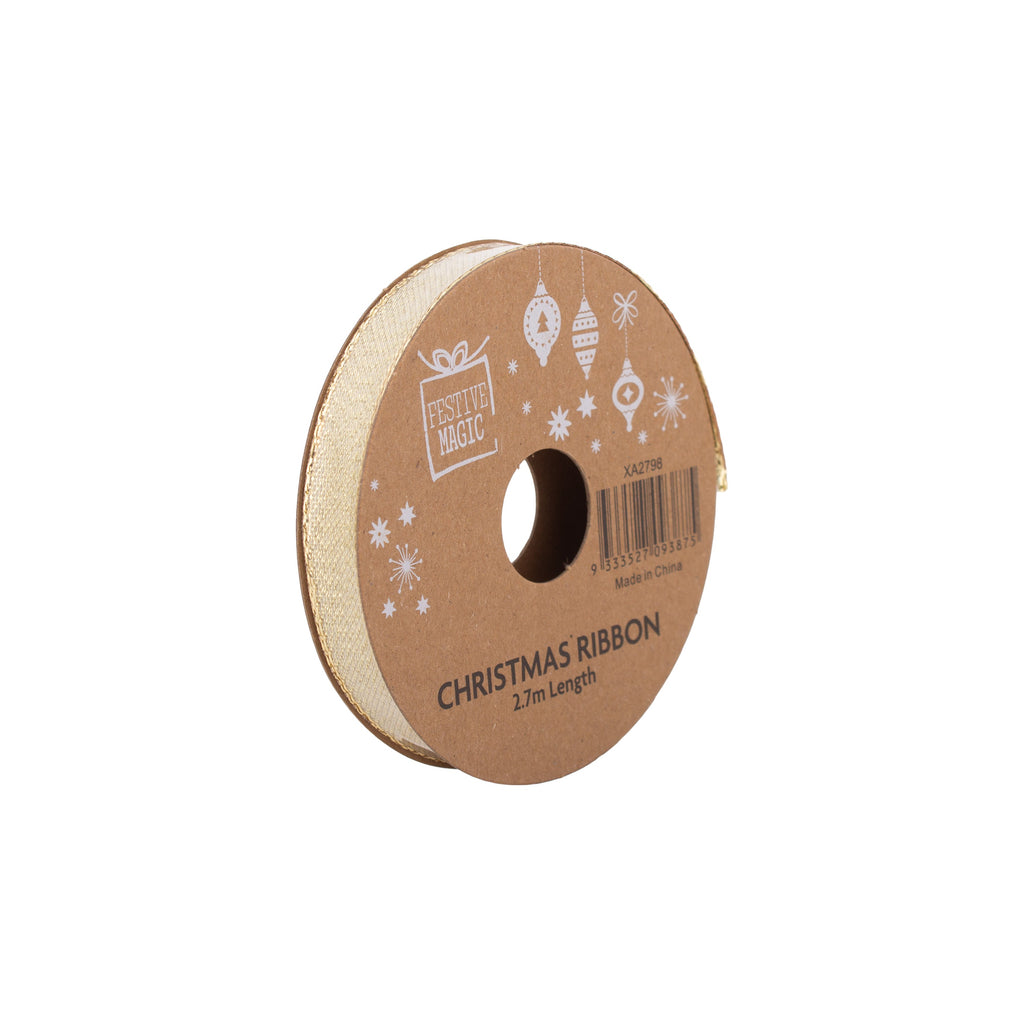 Ribbon Festive Collection Festive Gold 2.7m 5pcs Roll