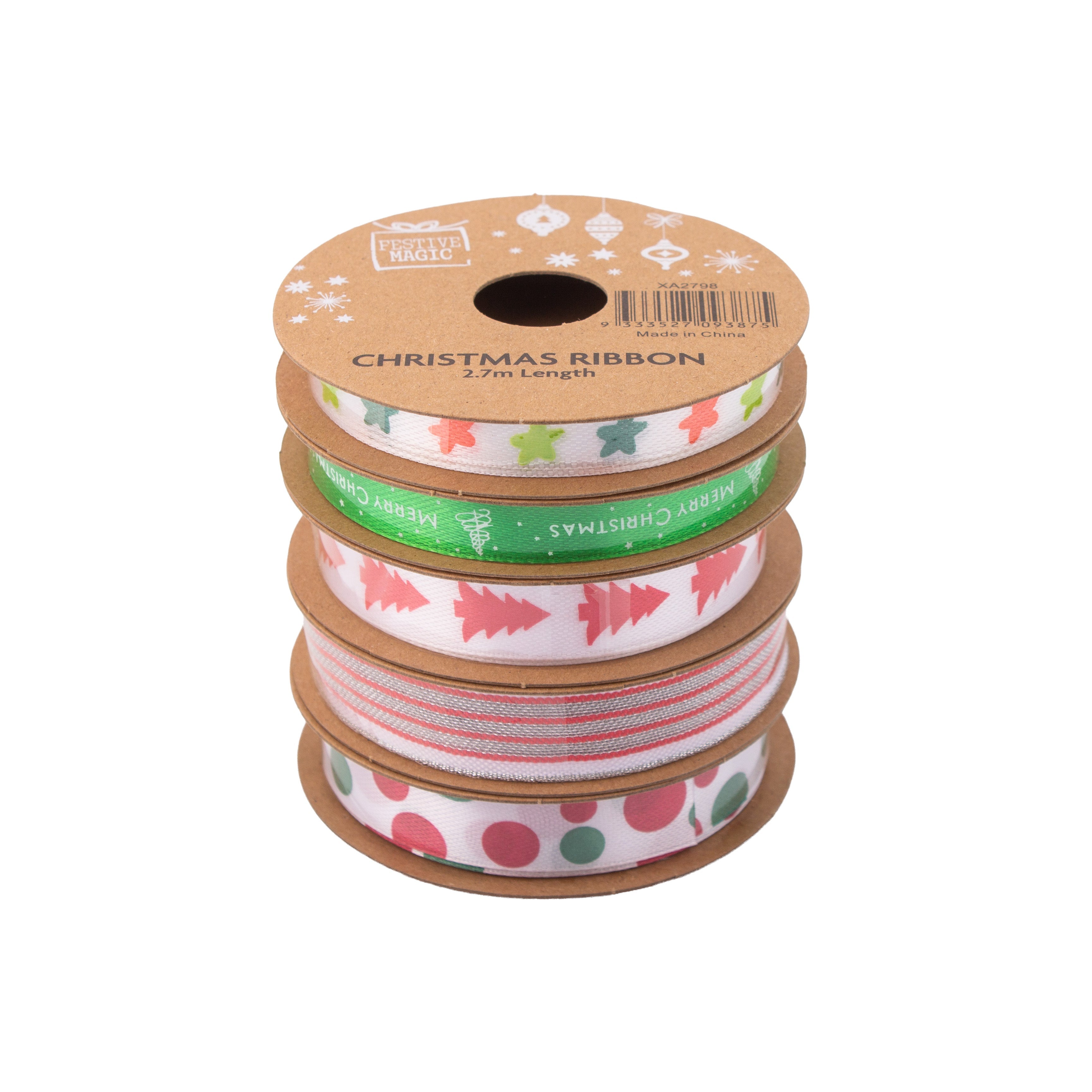 Ribbon Festive Collection Festive Medley 2.7m 5pcs Roll