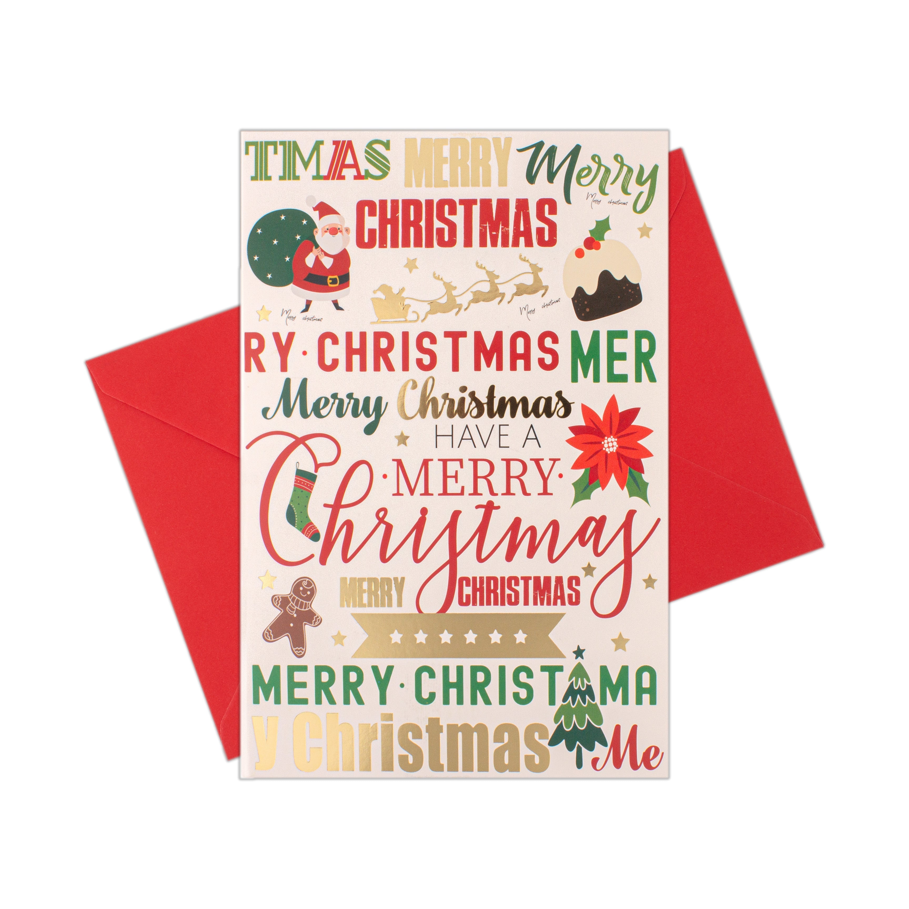 Christmas Greeting Card with Foil Detailing & Envelope Merry Moments 11.8 X 17.8cm 1pc