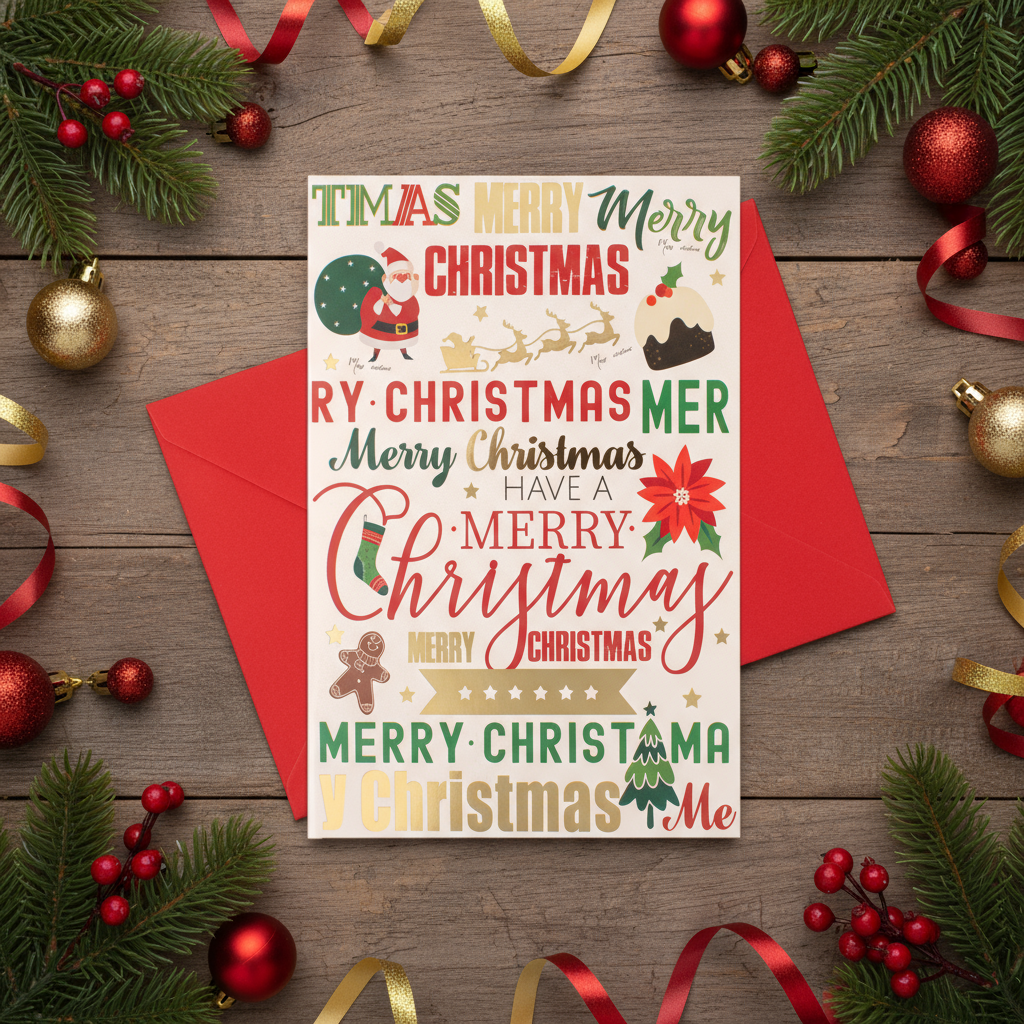 Christmas Greeting Card with Foil Detailing & Envelope Merry Moments 11.8 X 17.8cm 1pc