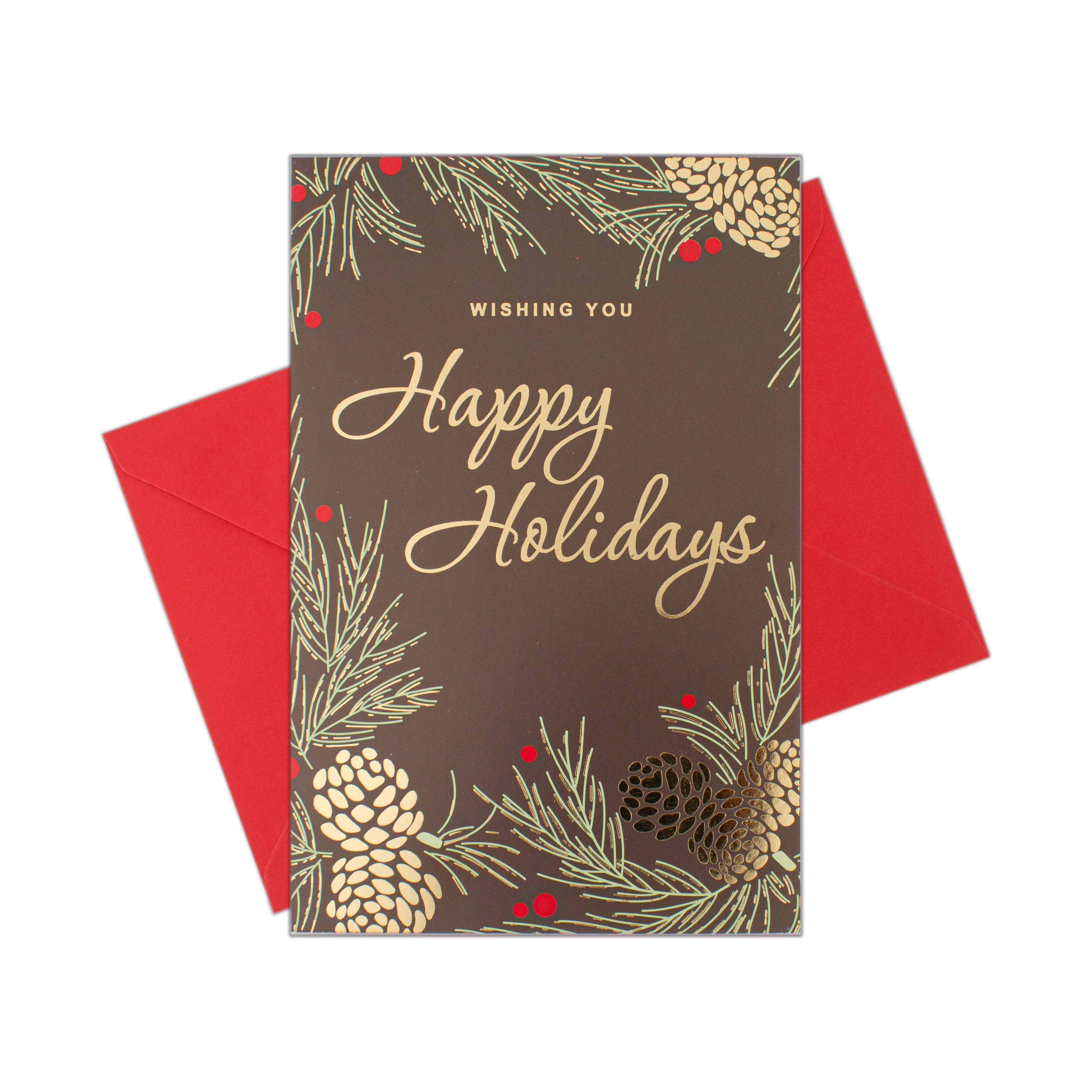 Christmas Greeting Card with Foil Detailing & Envelope Happy Holidays 11.8 X 17.8cm 1pc