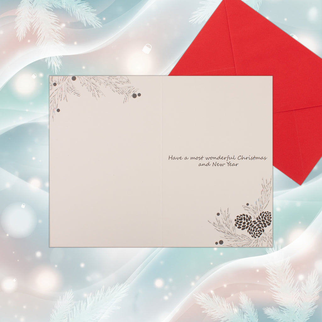 Christmas Greeting Card with Foil Detailing & Envelope Happy Holidays 11.8 X 17.8cm 1pc