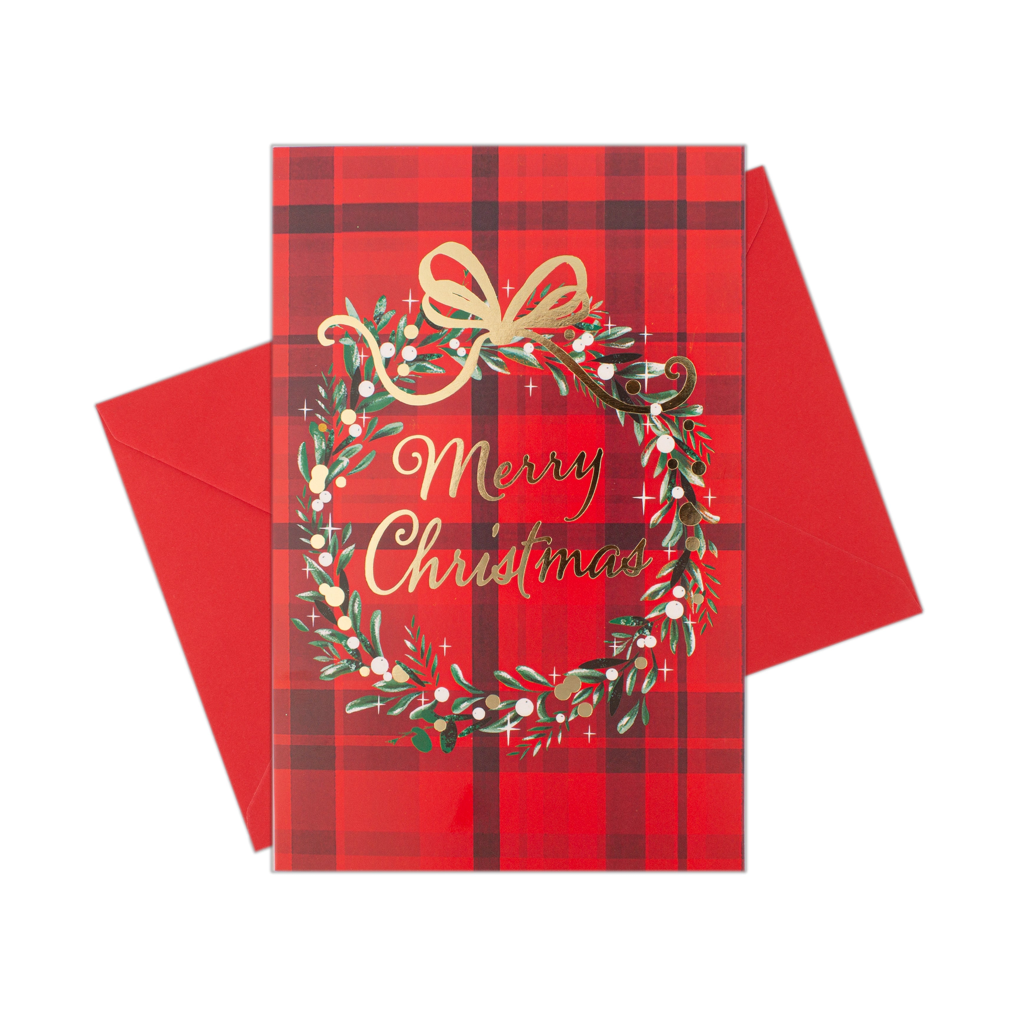 Christmas Greeting Card with Foil Detailing & Envelope Christmas Wreath 11.8 X 17.8cm 1pc