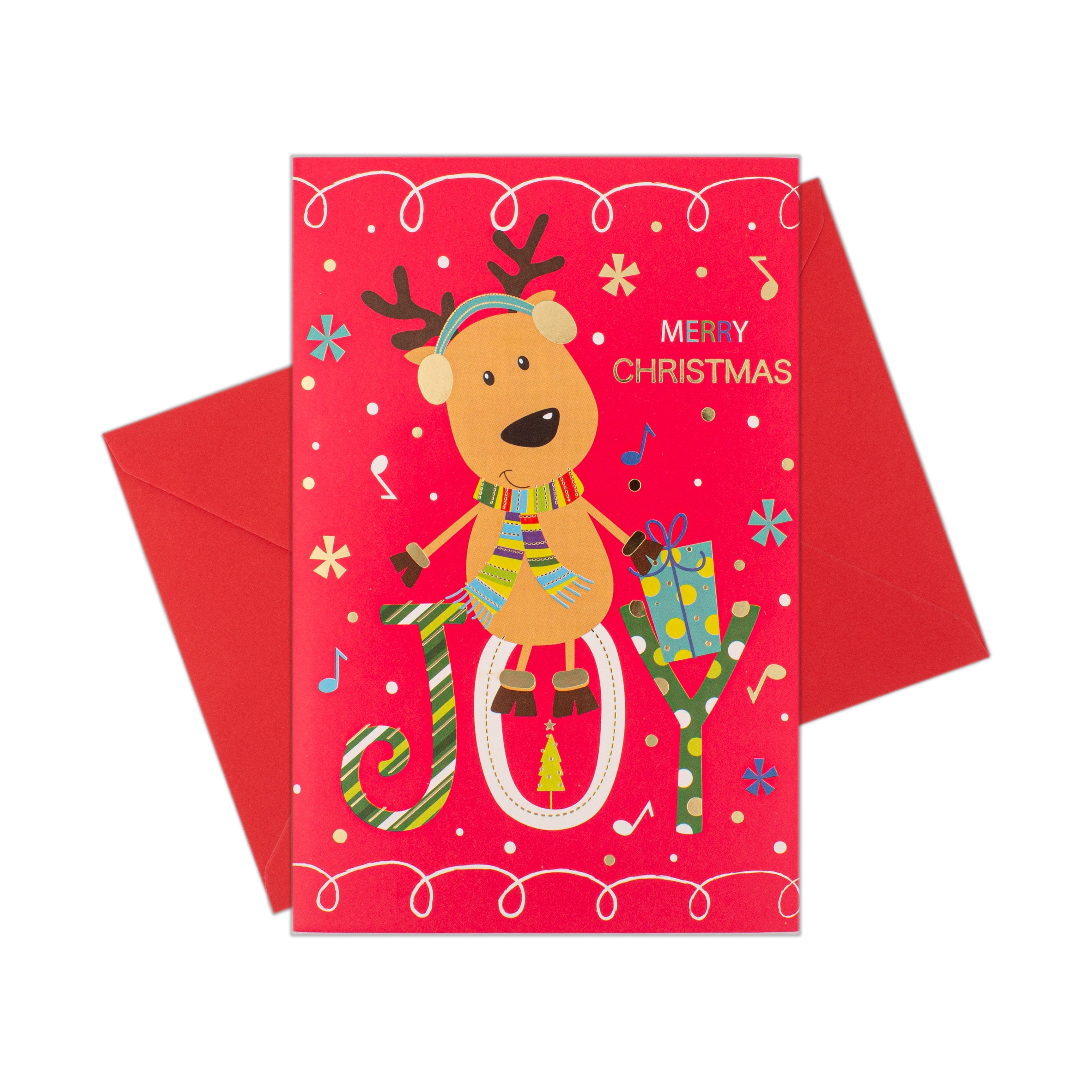 Christmas Greeting Card with Foil Detailing & Envelope Christmas Moose 11.8 X 17.8cm 1pc