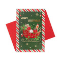Christmas Glitter Greeting Card & Envelope Gift Sleigh 11.8 X 17.8cm 1pc