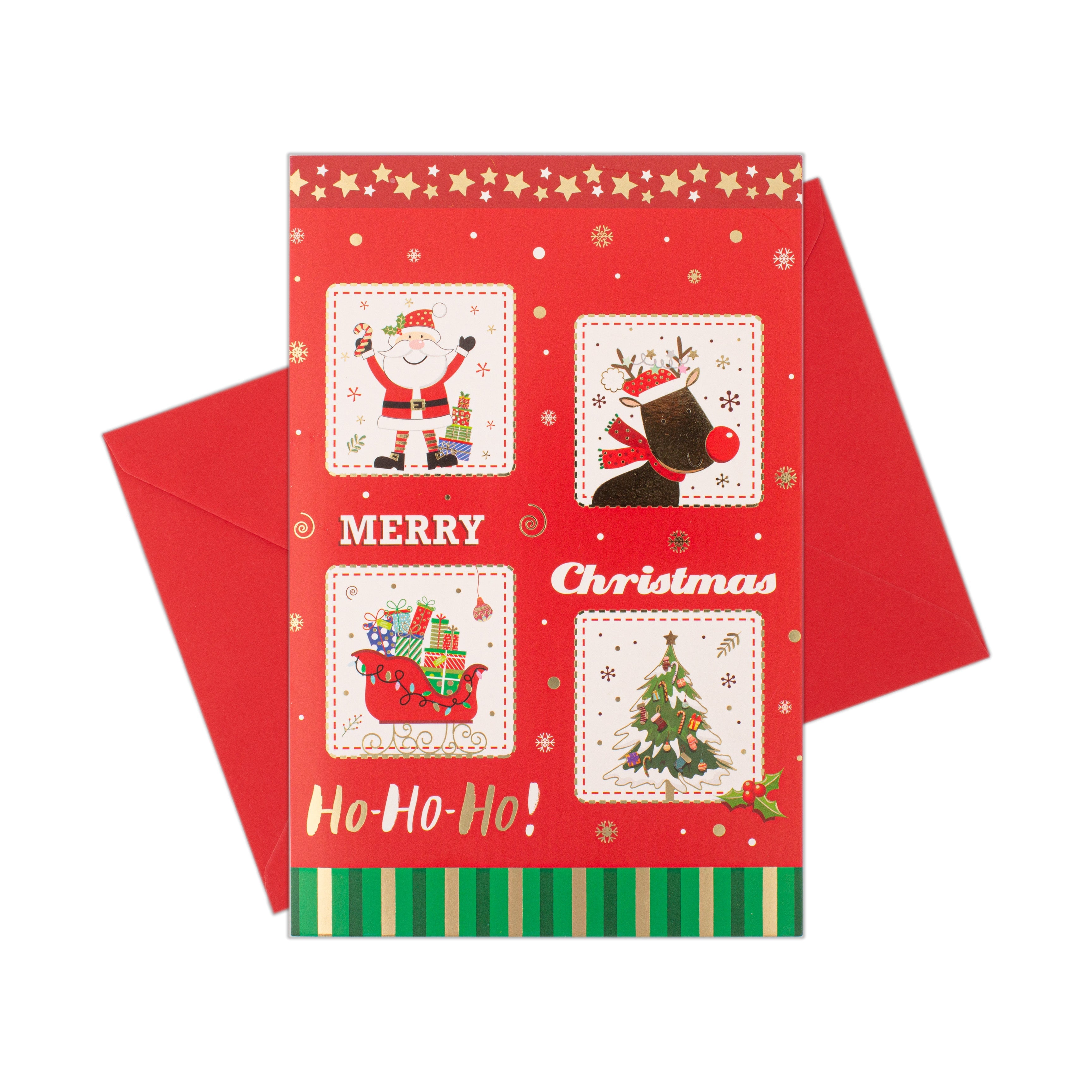 Christmas Greeting Card with Foil Detailing & Envelope Ho Christmas 11.8 X 17.8cm 1pc