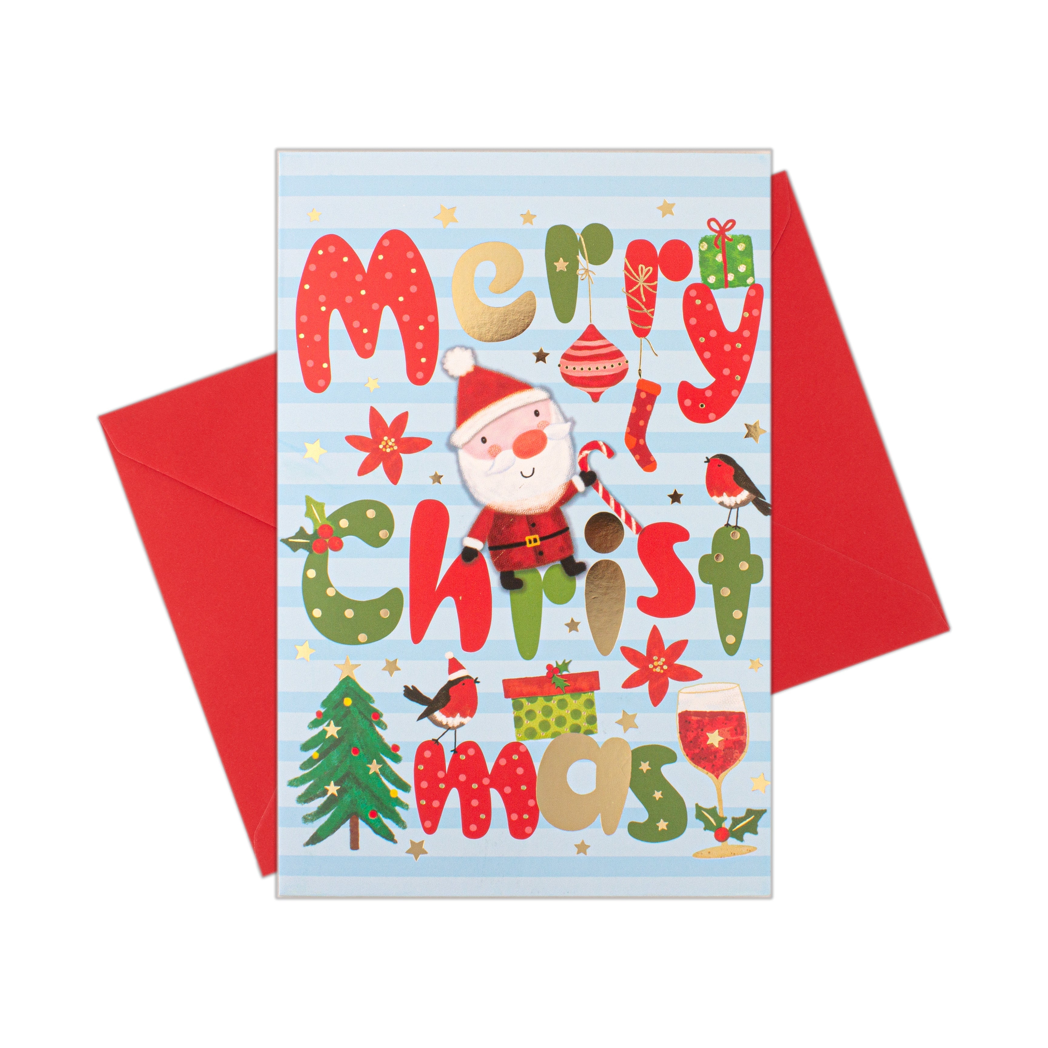 Christmas Greeting Card with Foil Detailing & Envelope Christmas Cheer 11.8 X 17.8cm 1pc