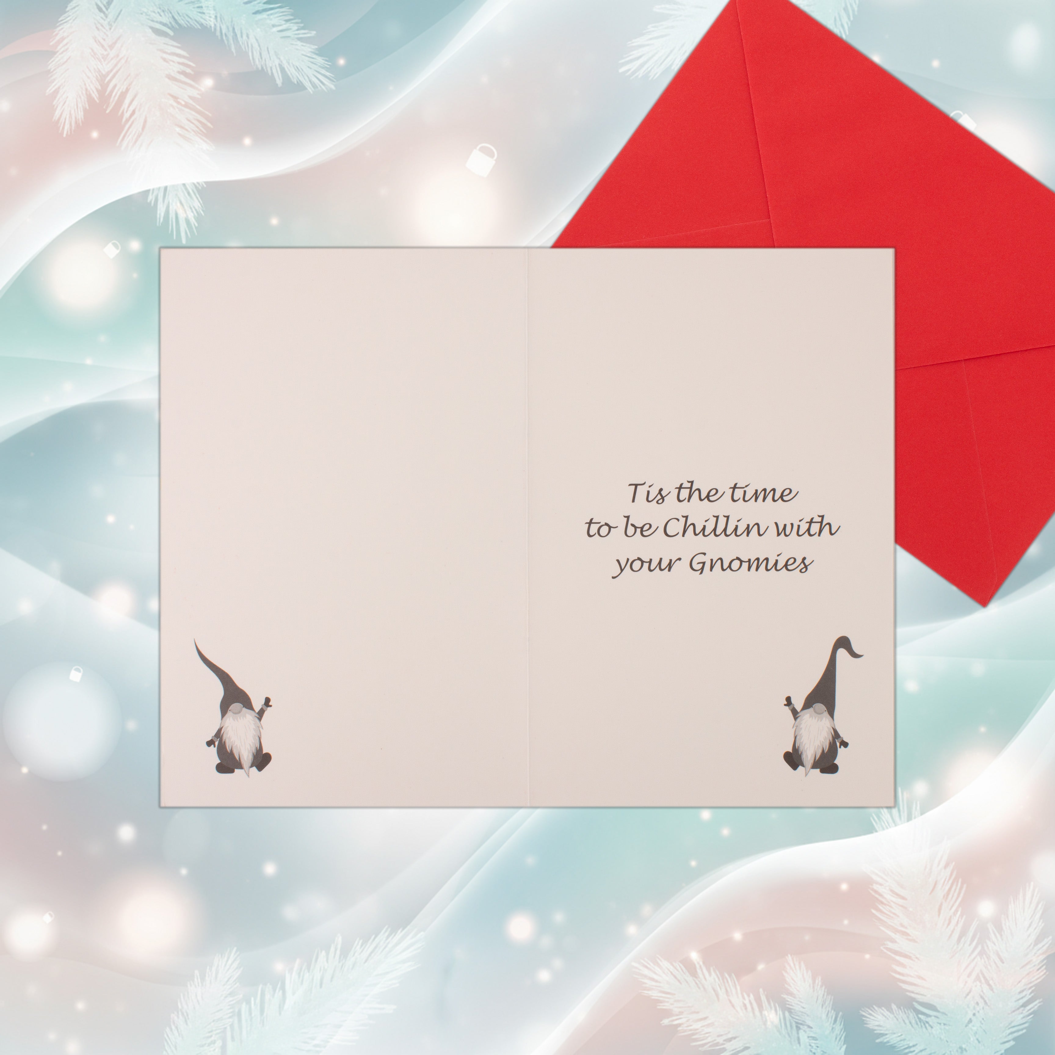 Christmas Glitter Greeting Card & Envelope Christmas Gnomes 11.8 X 17.8cm 1pc