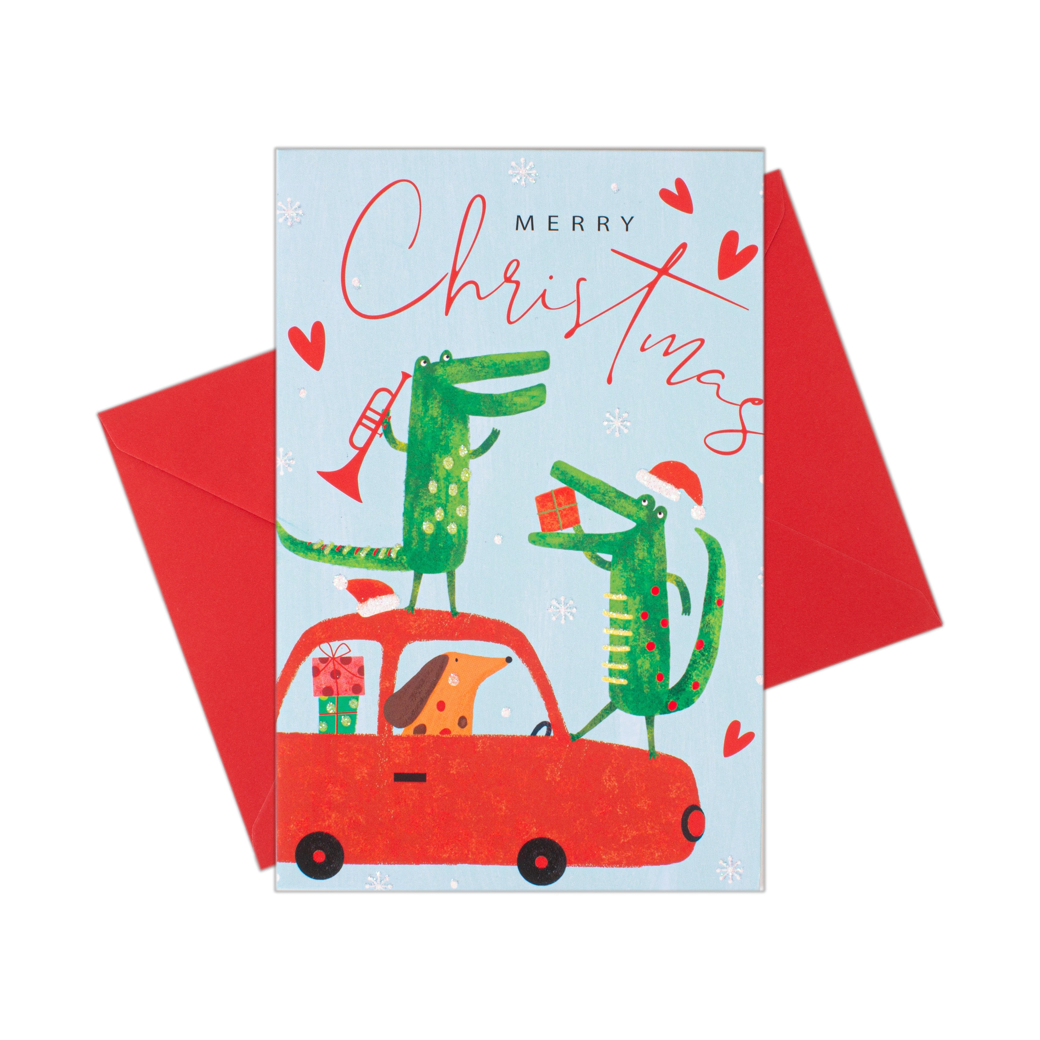Christmas Glitter Greeting Card & Envelope Christmas Chorus 11.8 X 17.8cm 1pc