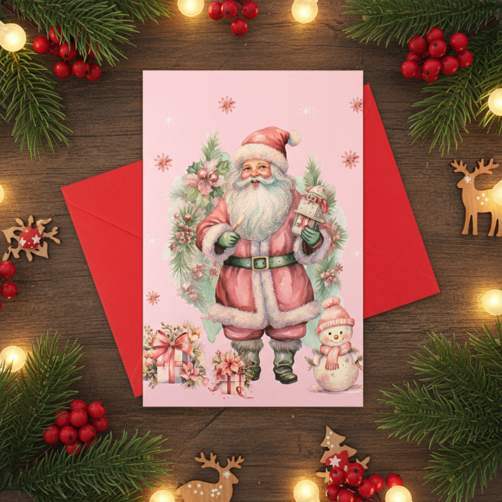 Christmas Glitter Greeting Card & Envelope Santa's Gifts 11.8 X 17.8cm 1pc