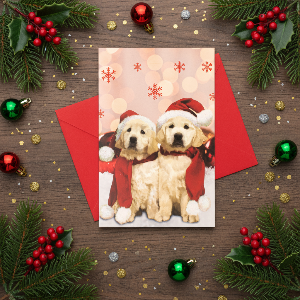 Christmas Glitter Greeting Card & Envelope Pawsome Winter 11.8 X 17.8cm 1pc