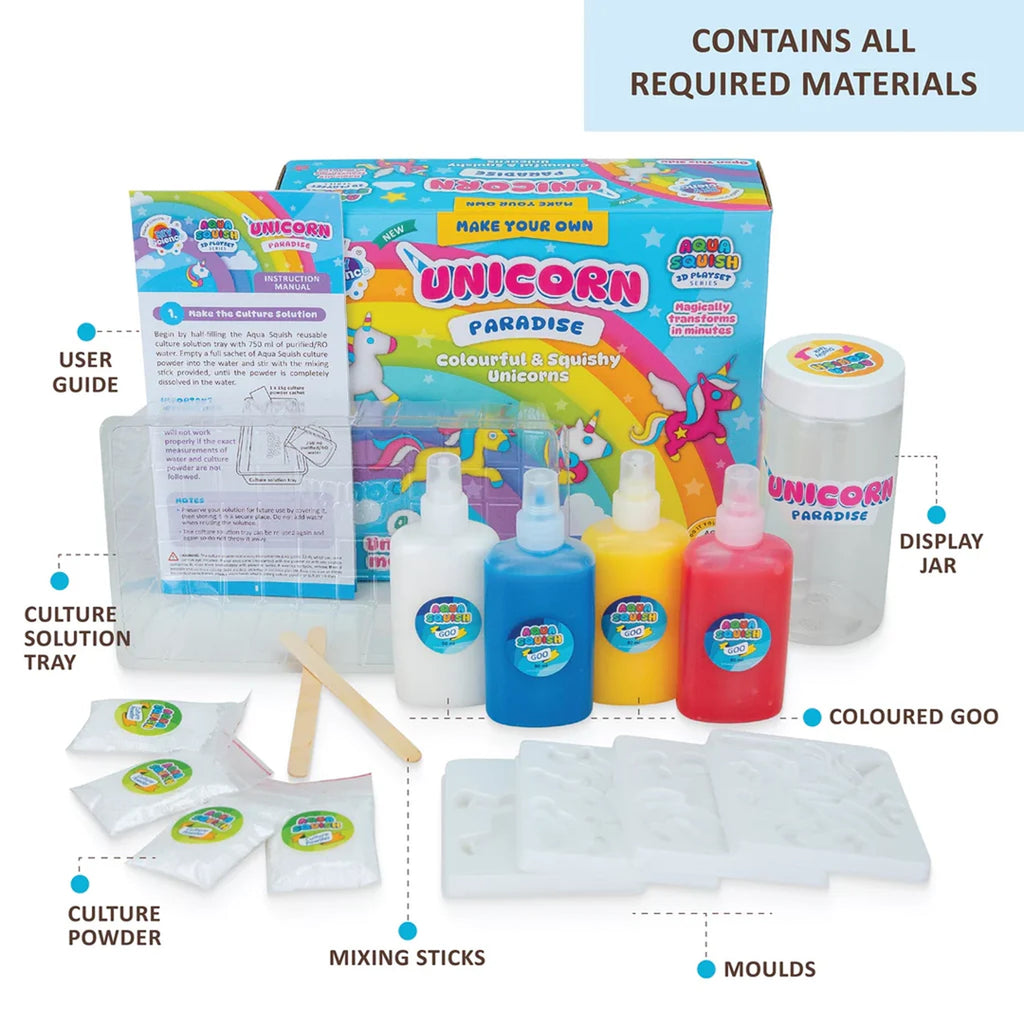 DIY Aqua Squish Make 3D Squishy Unicorns with Moulds and Slime Unicorn Paradise Box