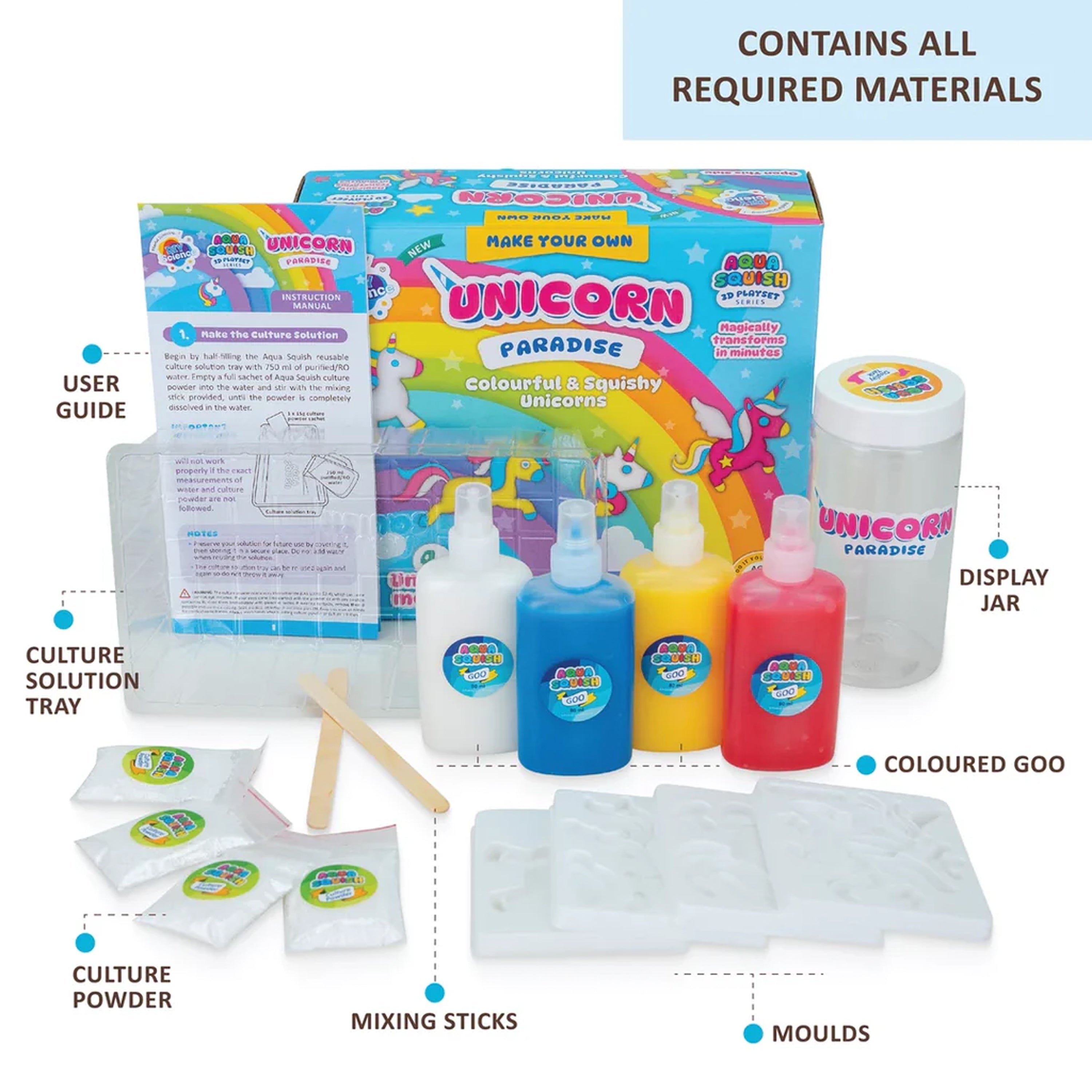DIY Aqua Squish Make 3D Squishy Unicorns with Moulds and Slime Unicorn Paradise Box