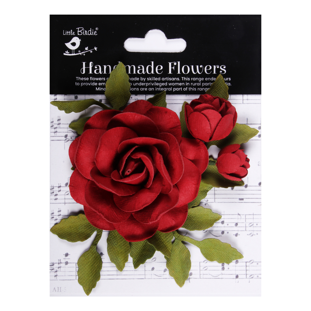 Handmade Flowers Cardinal Red Irma Approx 12.5cm 1pc