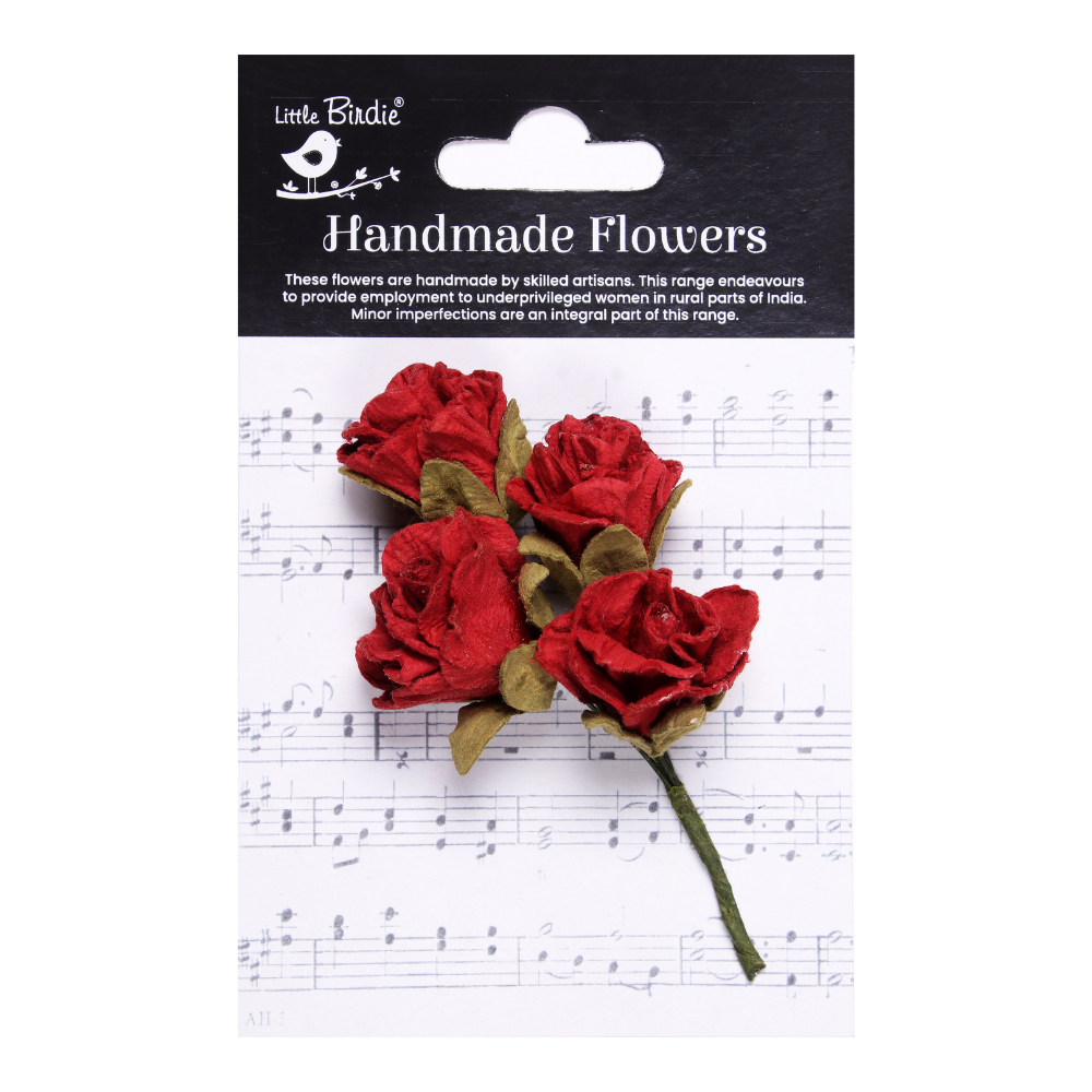 Handmade Flowers Cardinal Red Leonie Approx 5.5cm 1pc