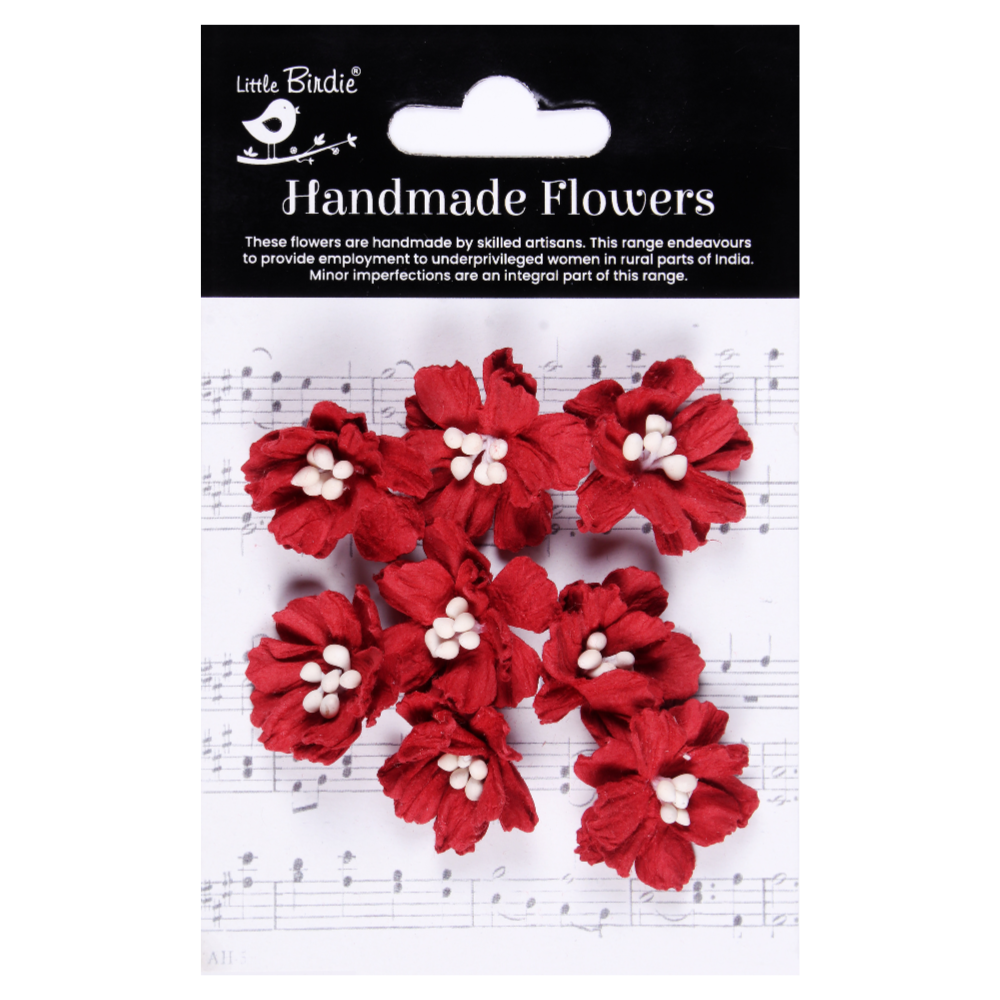 Handmade Flowers Cardinal Red Frona Approx 3cm 8pc