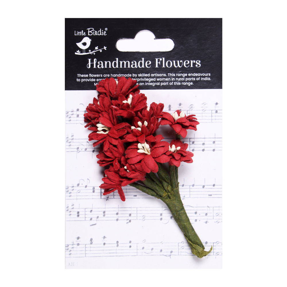 Handmade Flowers Cardinal Red Brigitta Approx 2cm 4pc