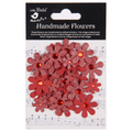 Handmade Flowers Cardinal Red Sparkle Florettes Approx 1.5& 2.5cm 30pc