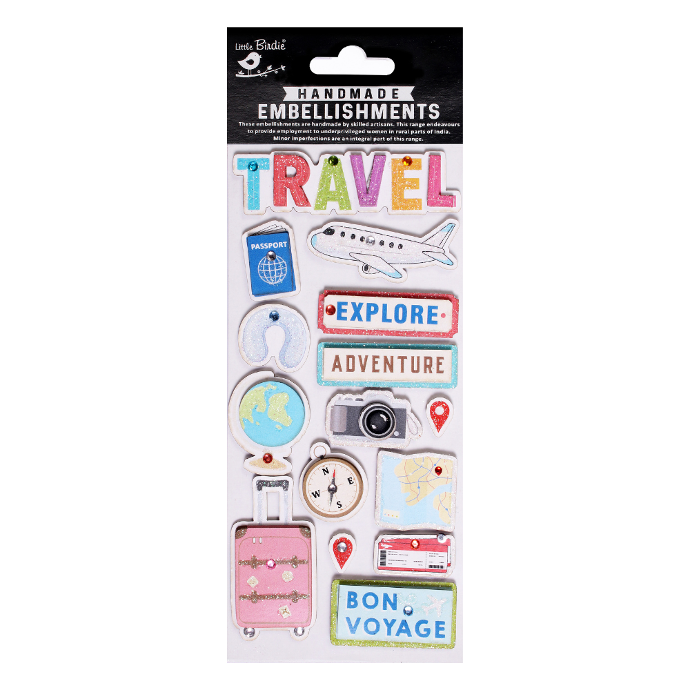 Handmade Stickers - Adventure And More, 15pc, 1 Sheet