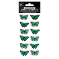 Handmade Resin Stickers - Glassy Butterfly, Green Tint, 12pc 1 Sheet