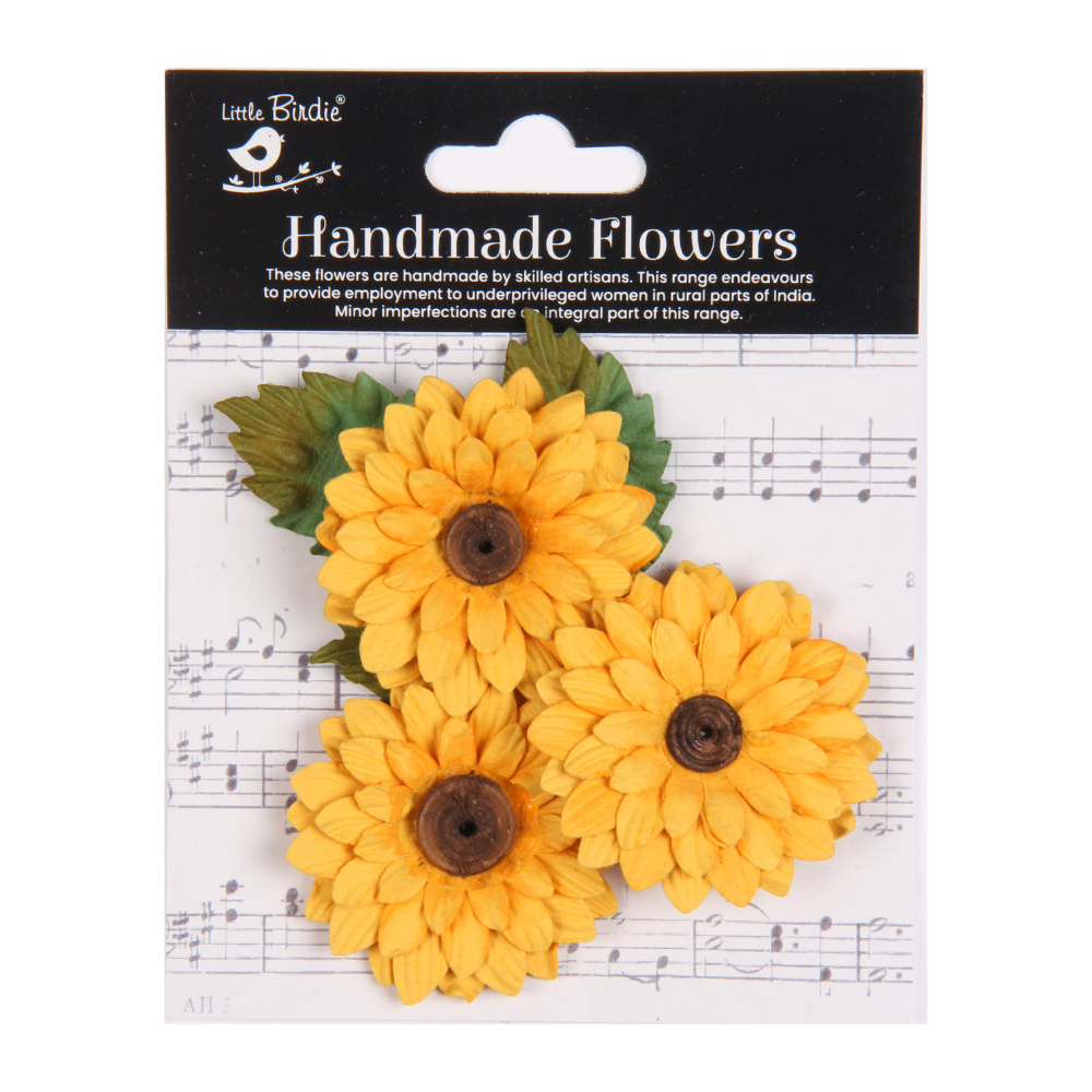 Handmade Flowers Sunshine Sunflower Approx 5.7cm 3pc