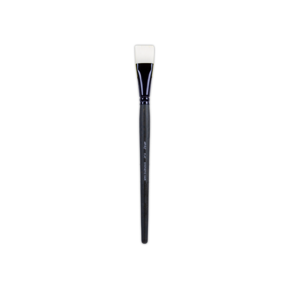 Premium Flat Brush Synthetic Hair Handle Length 200mm Size 12 1 pc