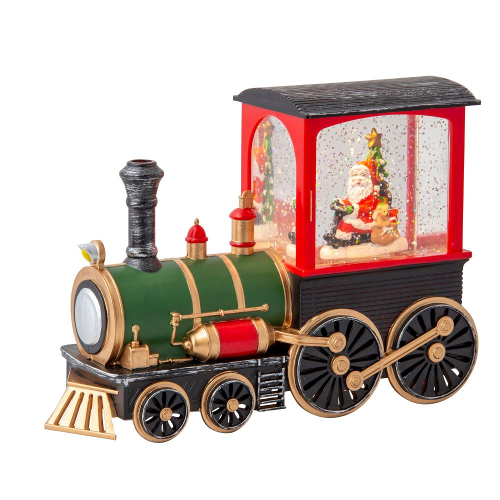 Glitter Swirl Santa Train Warm White LED USB Cable Included 1pc BOX