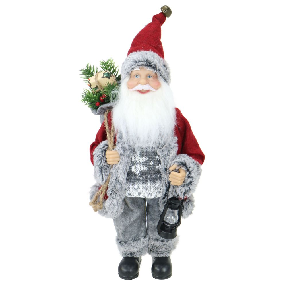 Santa Vintage Figurine Silver Pine 30cm 1pc