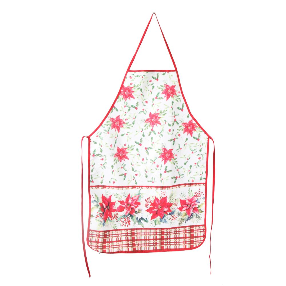 Apron Printed Adult Poinsettia Flower 1pc