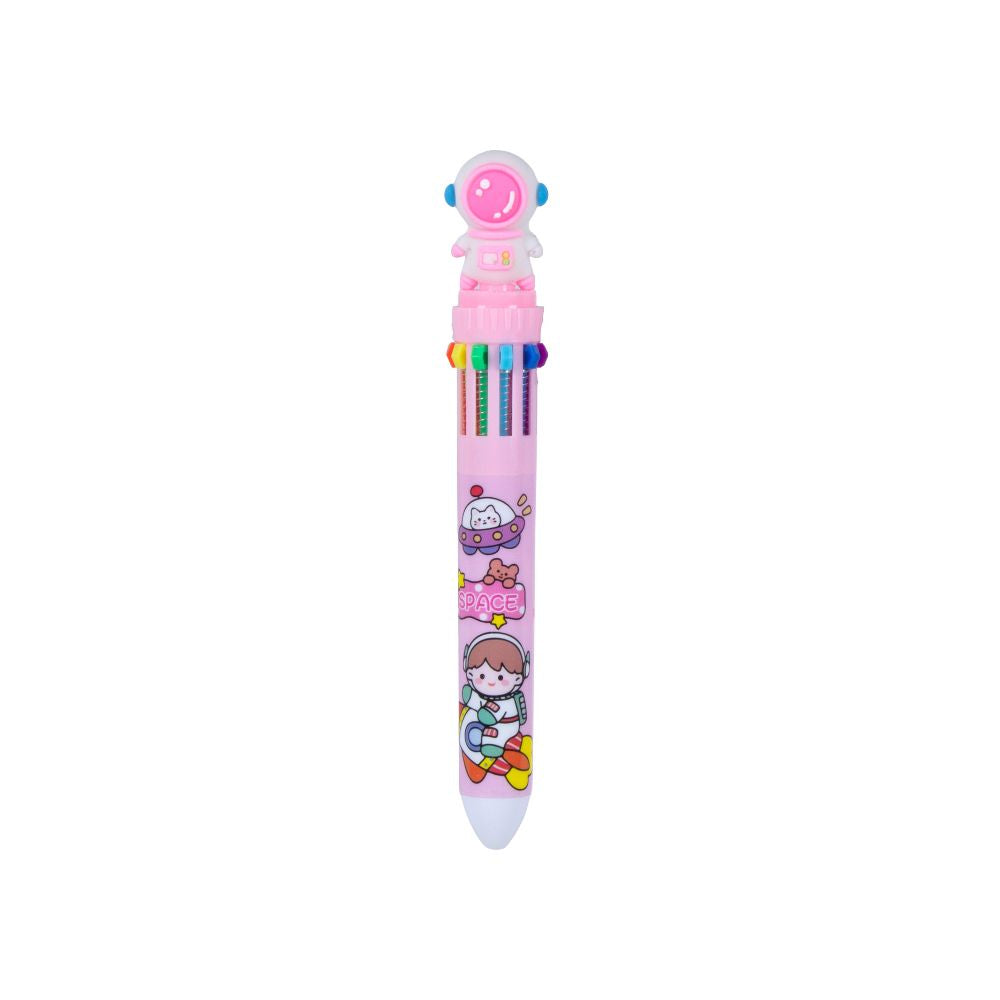 10 in 1 Multicolour Ballpoint pen with Astronaut Topper 0.7mm Tip Assorted 1pc