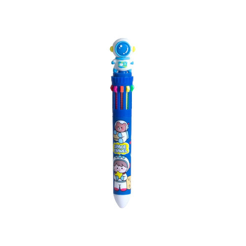 10 in 1 Multicolour Ballpoint pen with Astronaut Topper 0.7mm Tip Assorted 1pc