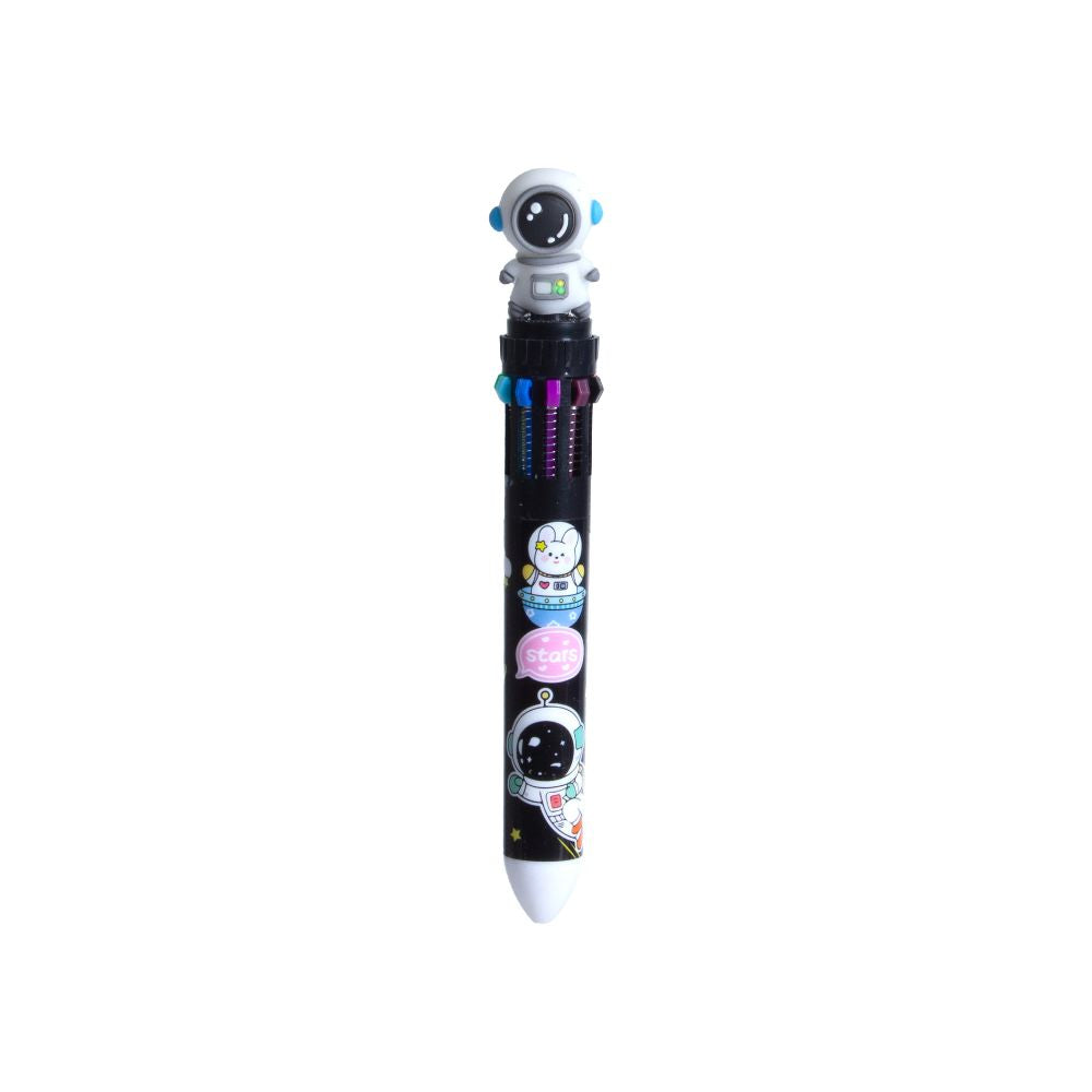 10 in 1 Multicolour Ballpoint pen with Astronaut Topper 0.7mm Tip Assorted 1pc