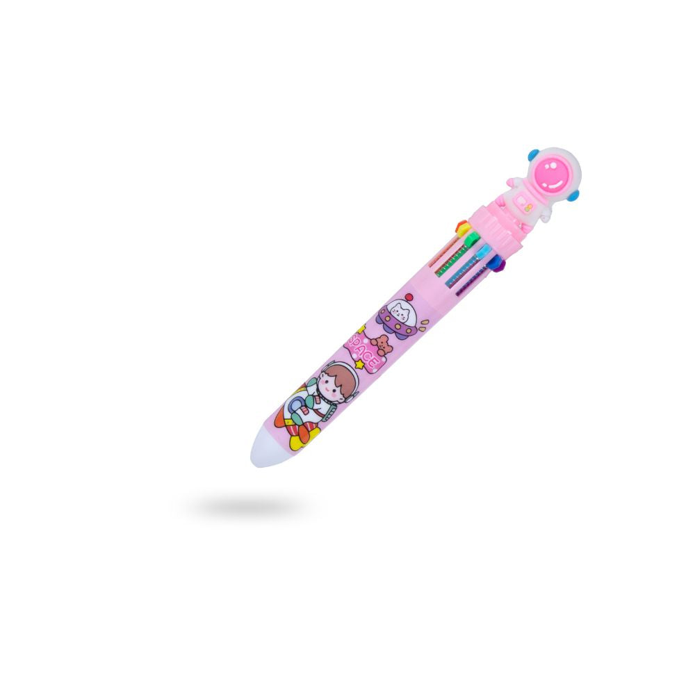 10 in 1 Multicolour Ballpoint pen with Astronaut Topper 0.7mm Tip Assorted 1pc