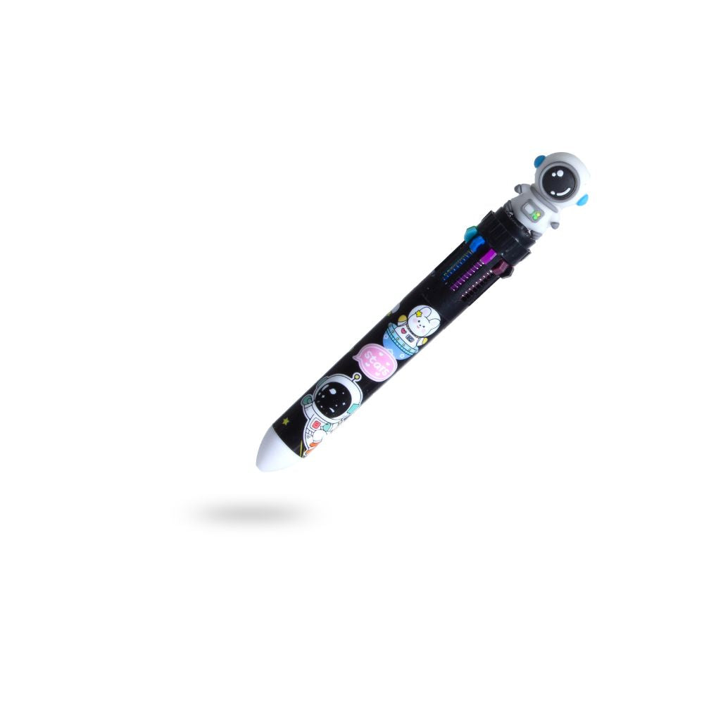 10 in 1 Multicolour Ballpoint pen with Astronaut Topper 0.7mm Tip Assorted 1pc