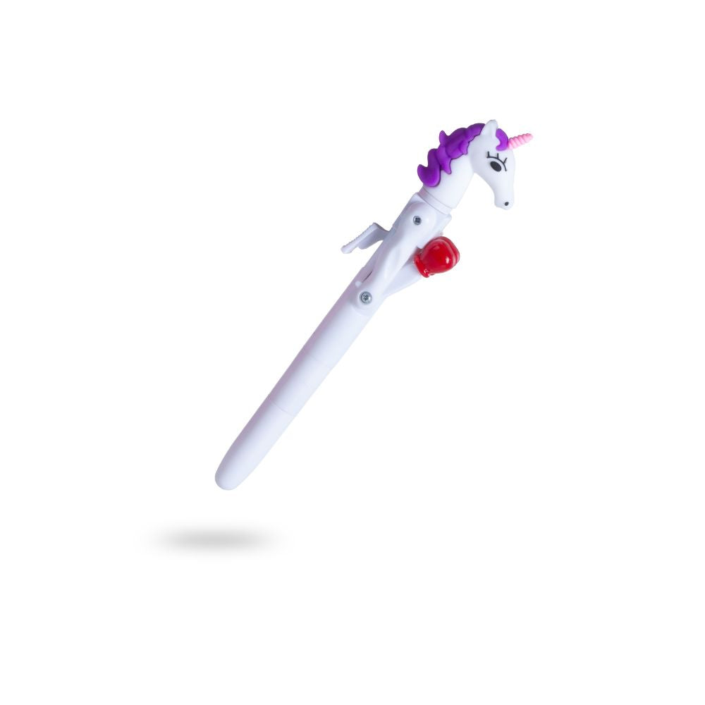 Ballpoint Blue Pen with Boxing Unicorn White 0.7mm Tip 1pc