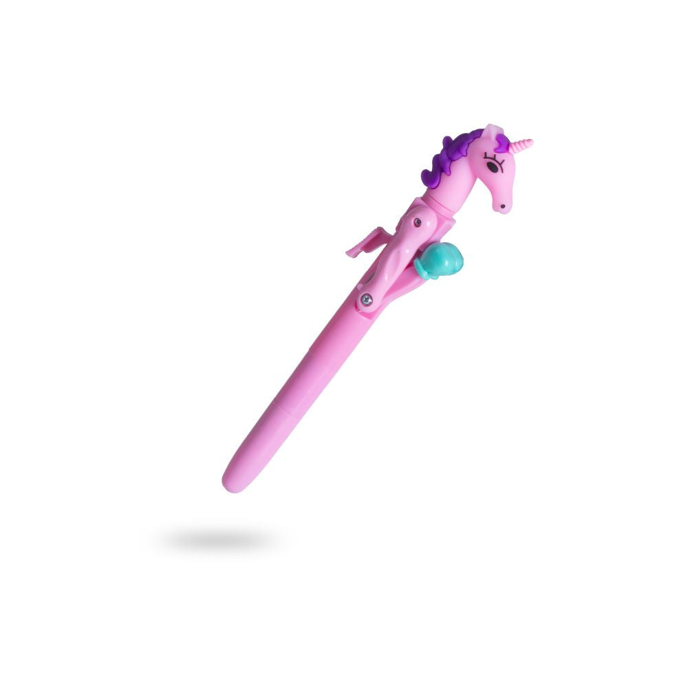 Ballpoint Blue Pen with Boxing Unicorn Pink 0.7mm Tip 1pc