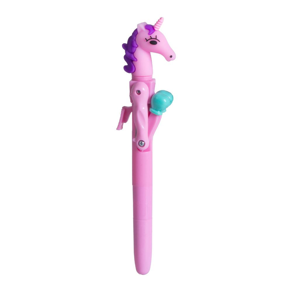 Ballpoint Blue Pen with Boxing Unicorn Pink 0.7mm Tip 1pc