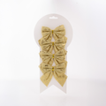 Christmas Decorative Printed Metallic Bow Gold 4pc 3.5inch X 3.5inch 1Pack