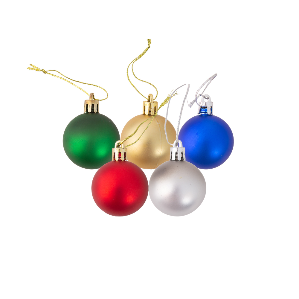 Christmas Decoration Matte Finish, Glittered Bauble Assorted colours 4cm 20pcs 1 Box