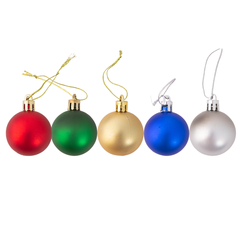 Christmas Decoration Matte Finish, Glittered Bauble Assorted colours 4cm 20pcs 1 Box
