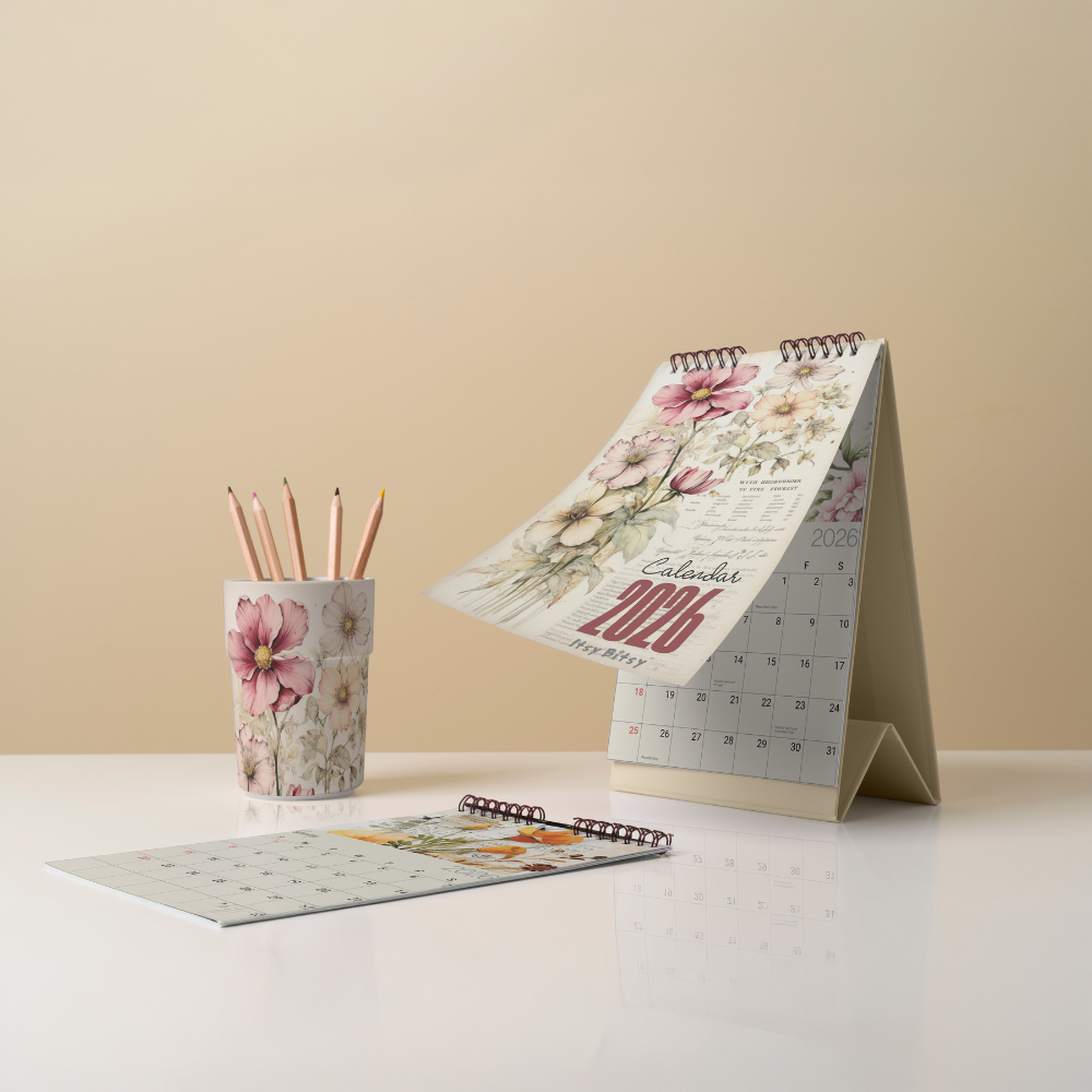 Desk Calendar 2026 Blossom Beauty 6 X 9inch 12 Sheets